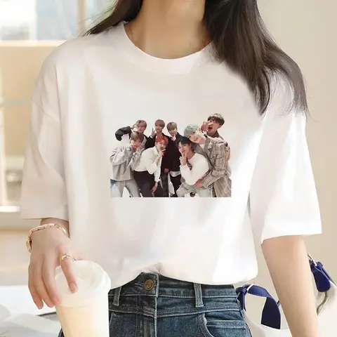 K-pop Printing T-Shirts Fashion Women Harajuku Aesthetic Clothes Summer Tees Casual Korean Female Autumn and winter innerwear