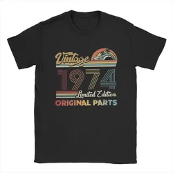 Vintage 1974 Limited Edition Original Parts T Shirt Men Pure Cotton Fashion T-Shirt 50 Years Old Tees Short Sleeve Tops Big Size