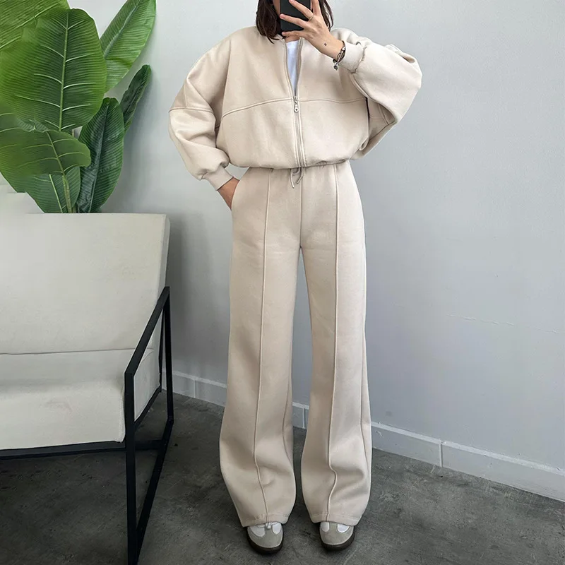 Conjunto de dos piezas de cárdigan simple para mujer, elegante, deportivo, informal, color sólido, novedad de 2024