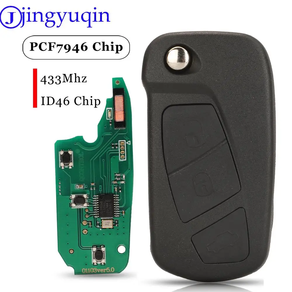 jingyuqin 1838586 3Buttons Flip Folding Car Remote Key Fod 433MHZ ID46 PCF7946 Chip For Ford Ka 2008 - 2016 With SIP22 Blade