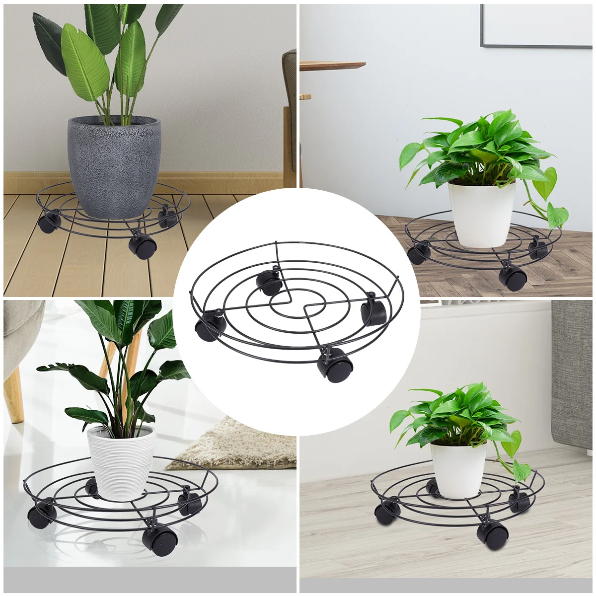 

Mobile Plant Rack Large Capacity Eco friendly Flowerpot Heavy Duty Wheels for Vases Whiskey Barrels