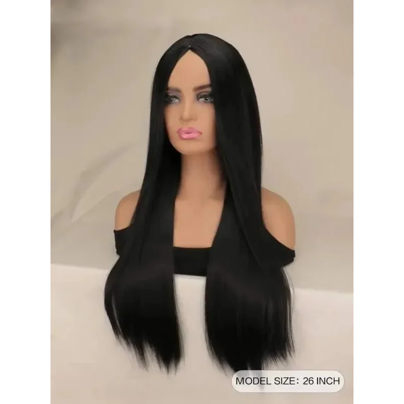 2025 aaa QQXCAIW Gothic Women Costume Long Black Wig Natural Cute Straight Wigs for Halloween