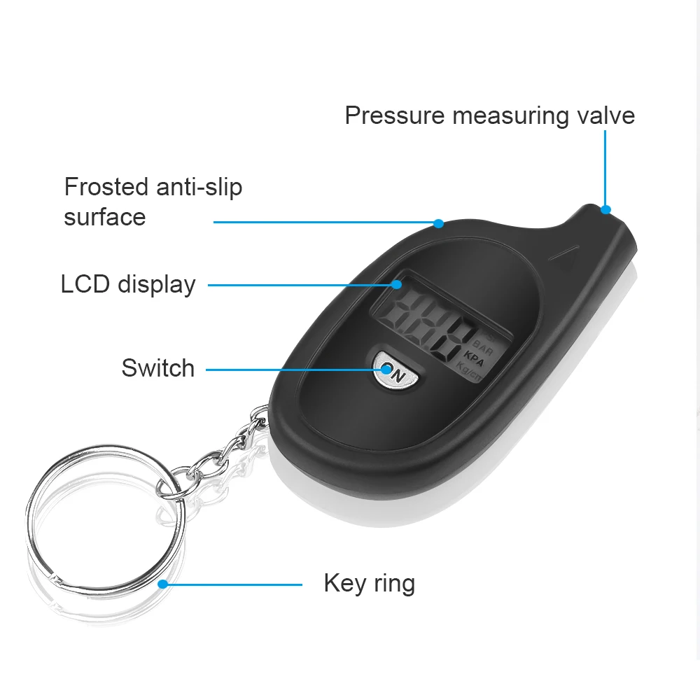 Mini Tire pressure gauge Portable keychain Style PSI, Kpa, Bar Pressure Gauge Tire air pressure test Meter digital display