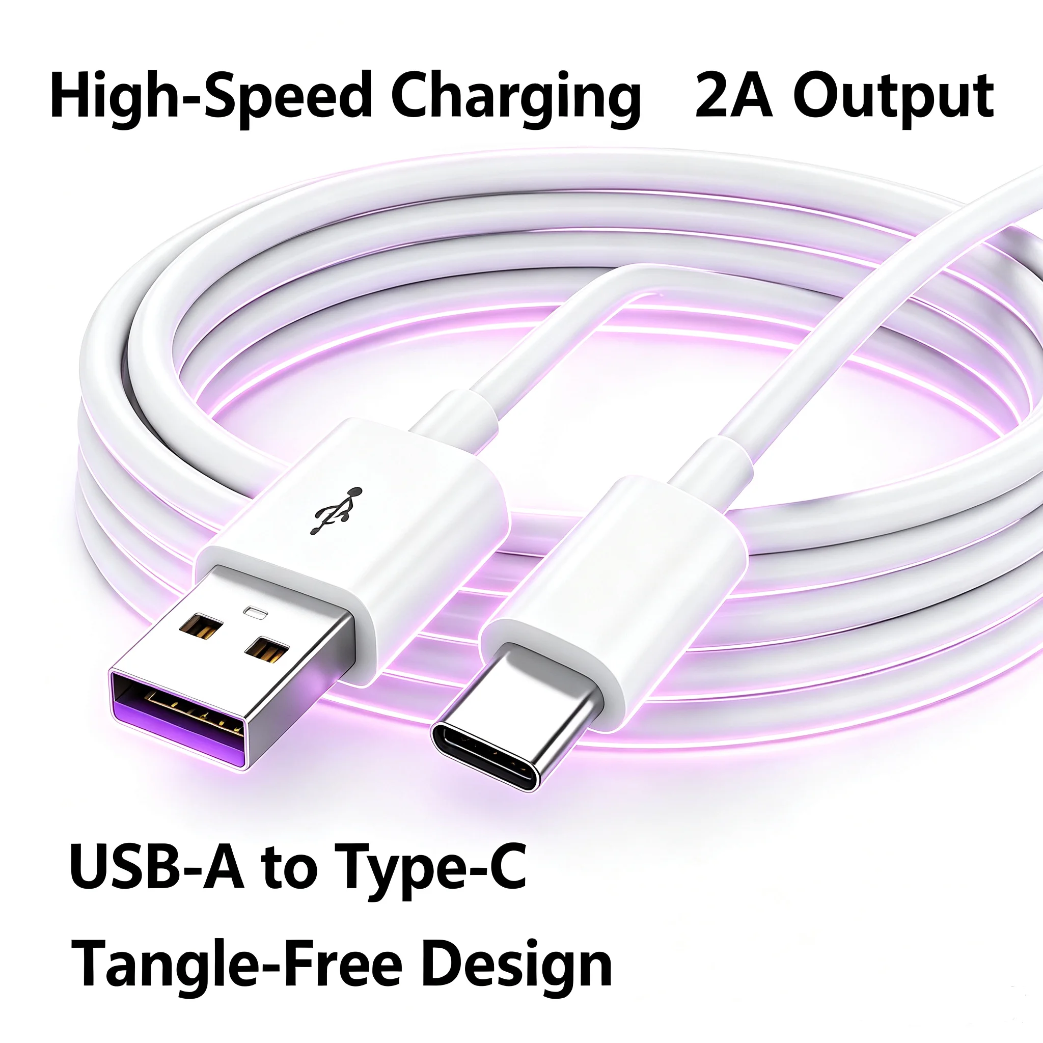 2 Pieces 2A USB Type A To C Cable For Samsung Galaxy S A Xiaomi Redmi USBC 1m 1.5m Long Data Charger Cord Fast Charge