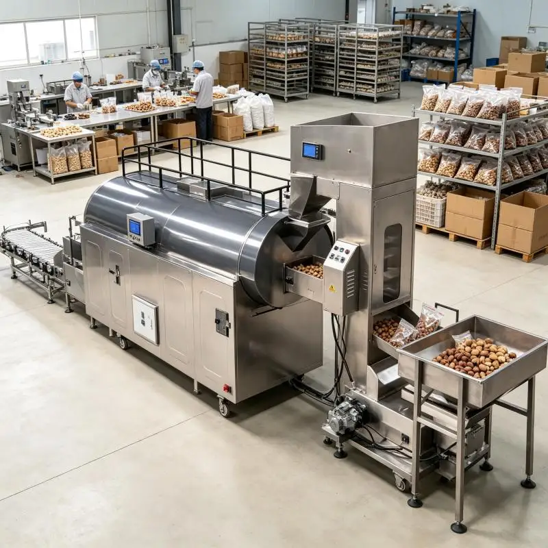 Groundnut Palm Kernel Almond Walnut Nut Pistachios Soya Bean Drying Roast Roaster Equipment Line Machine