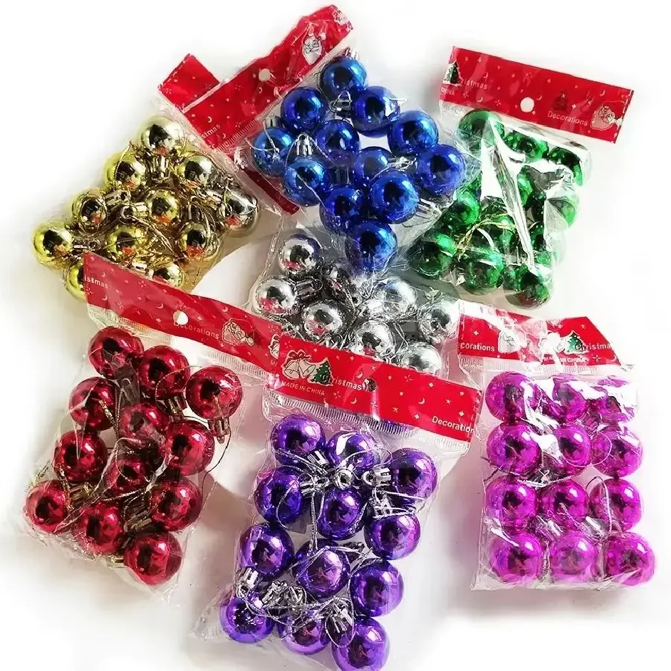 

12Pcs Mini Christmas Balls Christmas Tree Hanging Ornament Plastic Red Green Gold Ball Pendant Christmas Decoration 2024 Navidad