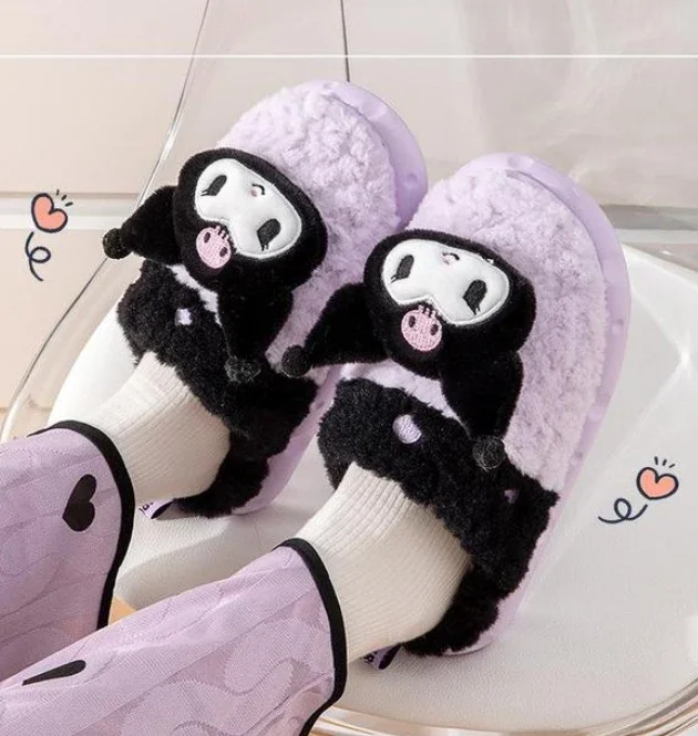 Fashion Couple Winter Toe Wrap Warm Plaid Cotton Slippers Thick Soft Sole Slides Men Women Indoor Floor Flat Home Non-slip Shoes