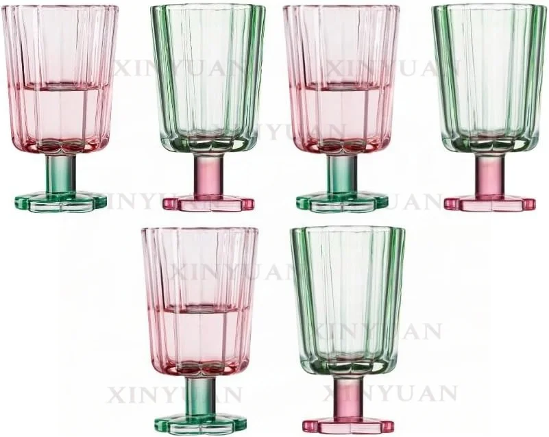 Drinking Glasses, Tall Ripple Cups with Flower Petal Design, Set of 6 for Juices, Ice Cream and Desserts, Total 6 Sets