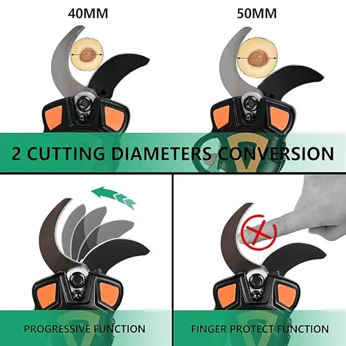 Professional Cordless Electric Pruning Shears, Brushless Motor Garden Pruner, Adjustable 2
