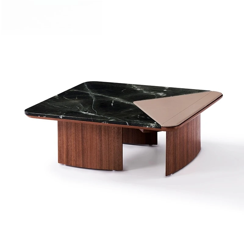 

Italian minimalist natural marble designer creative art light luxury high-end square coffee table