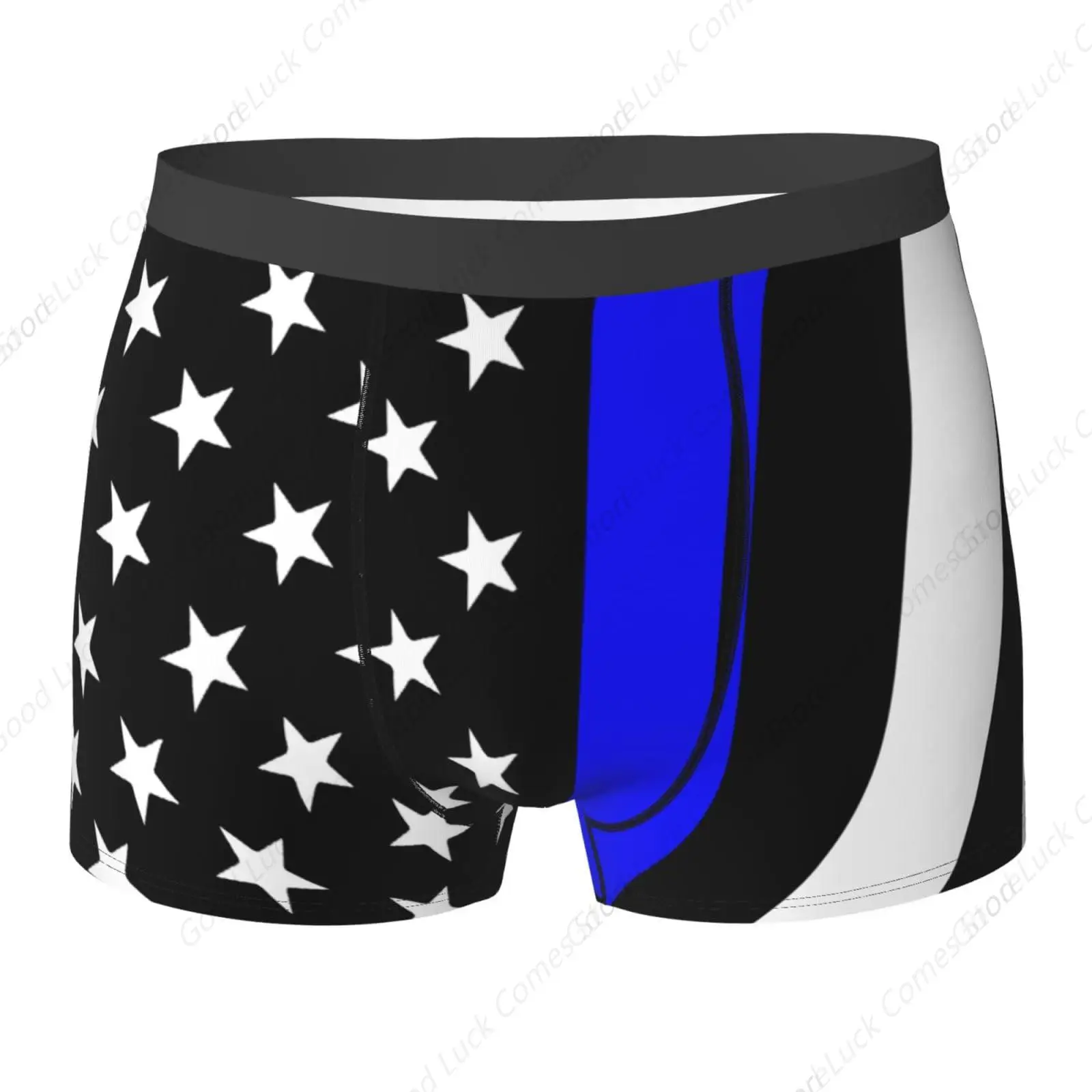 

American Thin Blue Line Flag Art Comfortable And Breathable Men'S Multi-Faceted Flat Angle Underwear