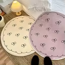 Round Cute Bow Tie Plush Carpet