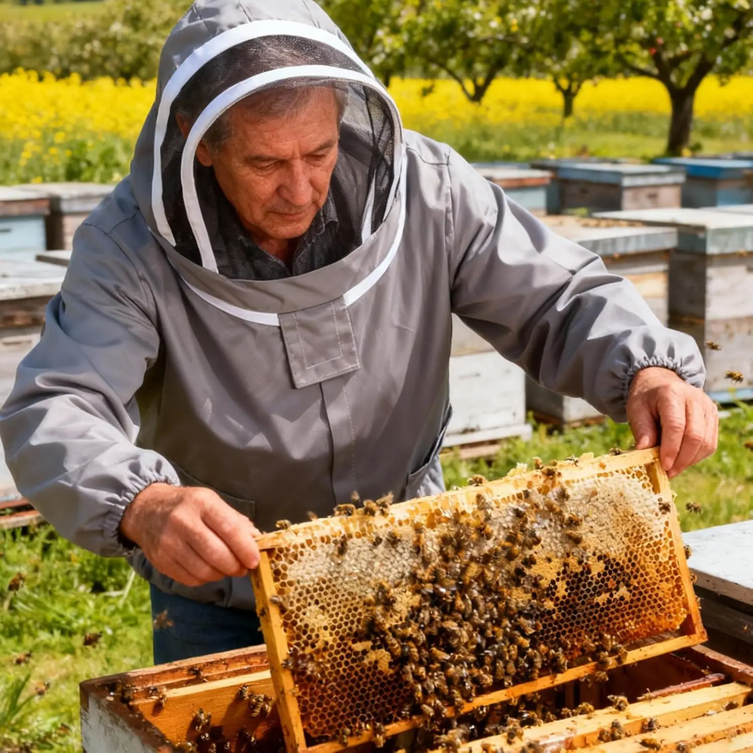 Bee Suit with Veil, Professional Beekeeper Jacket Bee Jacket Beekeeping Smock Protective Suit Bee Suit