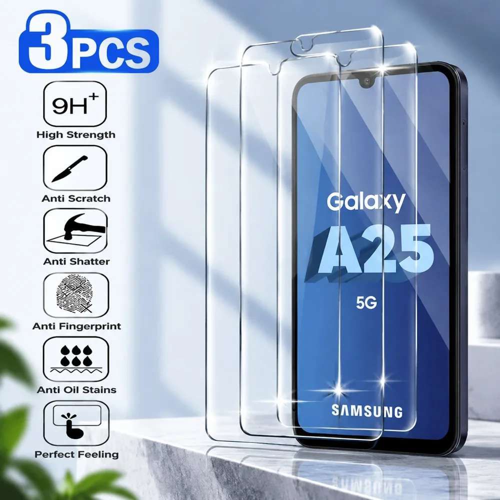 3PCS Screen Protector For Samsung Galaxy A16 A17 A25 A26 A27 A35 A36 Tempered Glass For Samsung Galaxy A37 A55 A56 A57 A05 A06