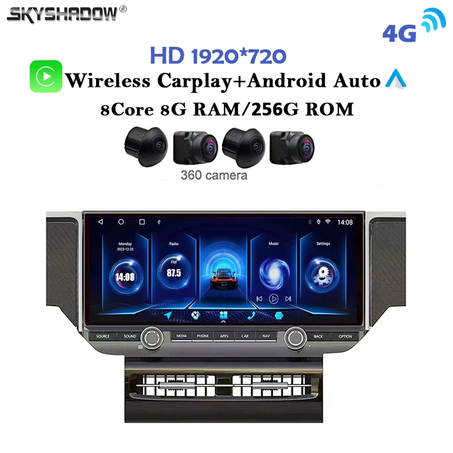 

Carplay Auto Android 14.0 8G+256G 360 Camera QLED 4G LTE Car DVD Player GPS map WIFI Bluetooth Radio For Porsche Macan 2010-2016