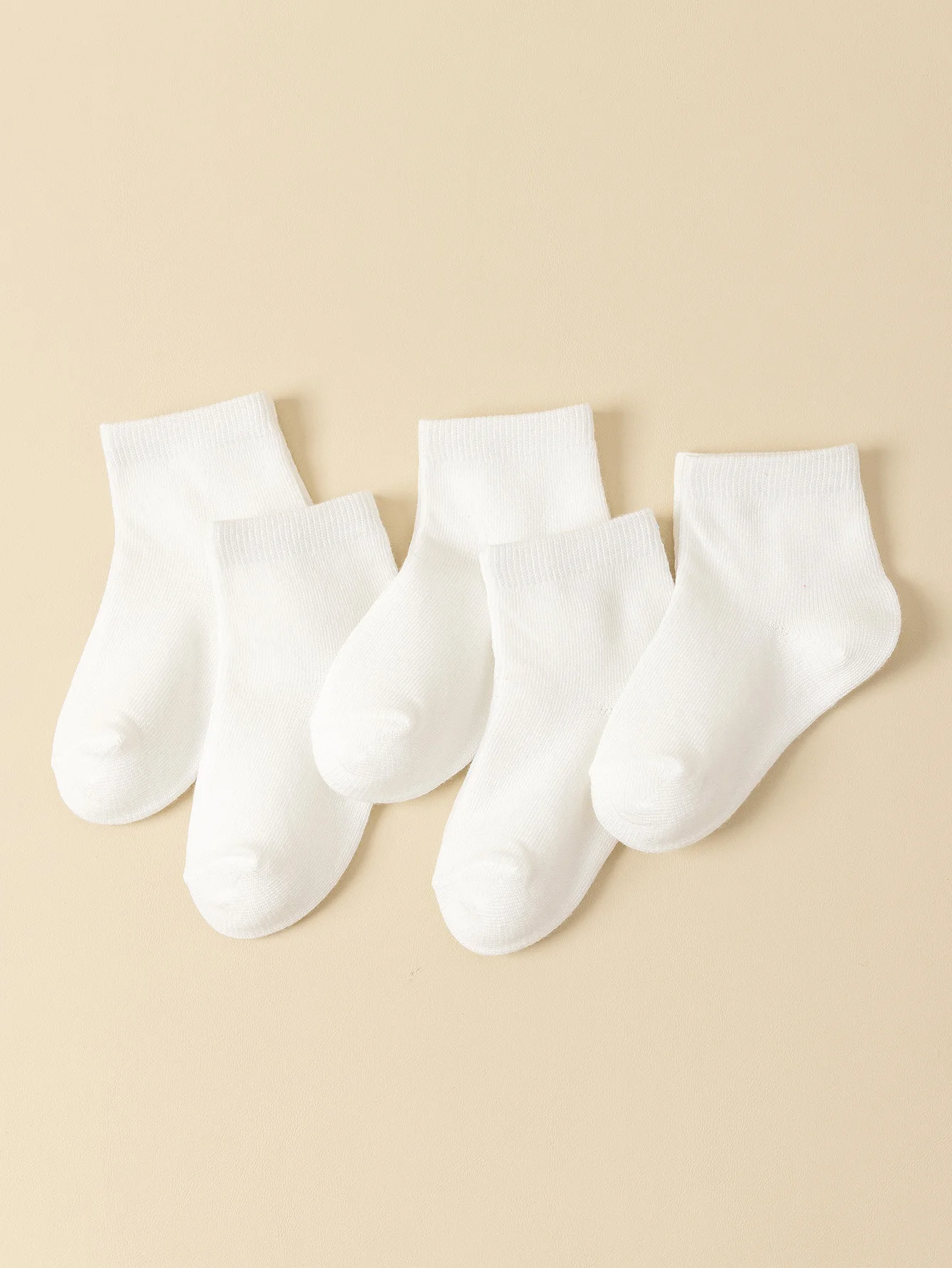 Baby Socks 5pairs/set Infant Solid Color Soft And Comfortable White Mid-Calf Socks For Daily Life