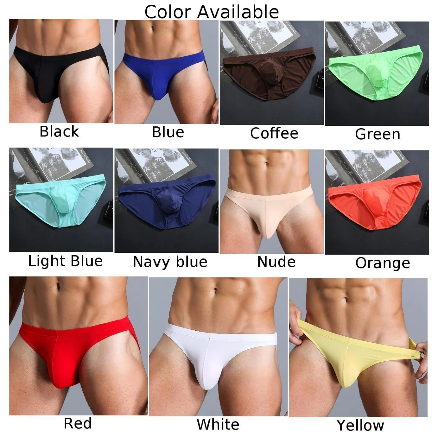 Men Sexy U-Convex Underwear Breathable Low Waist Lightweight Briefs Boys Sissy Convex Pouch Underpants Cool