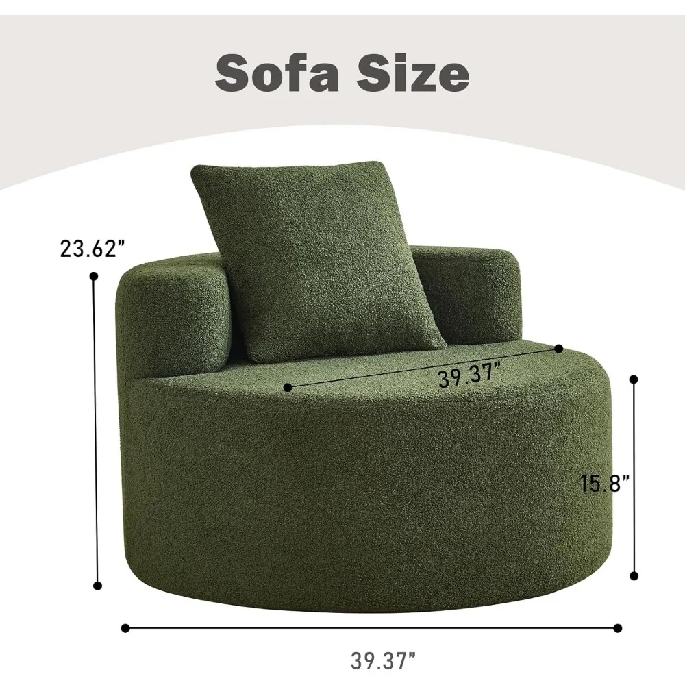 كرسي مريح لغرفة المعيشة مع وسادة من قماش تيدي وتصميم دائري