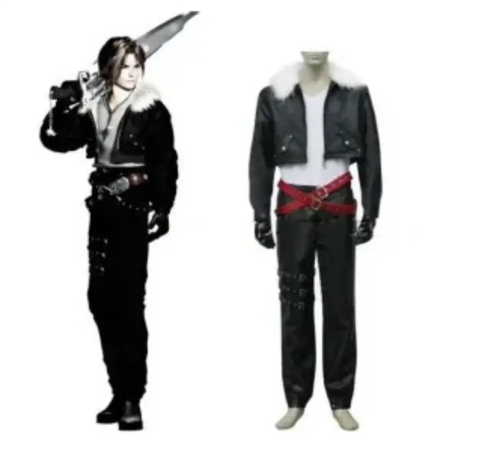 Mens VIII 8 Squall Lionheart Cosplay Costume Set Noctis Lucis Uniform Halloween Christmas Leather Coat Tshirt Pants Custom