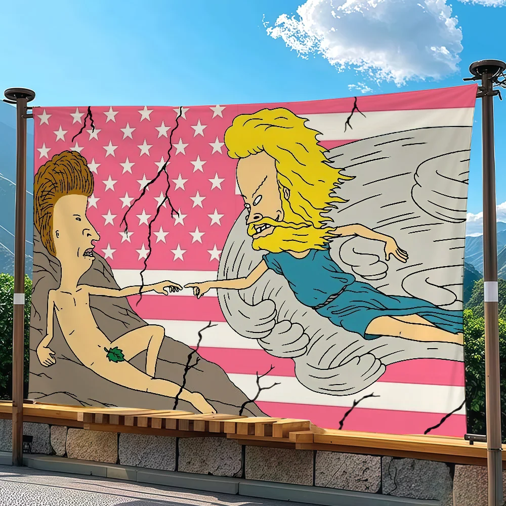 Cartoon B-Beavis ButtHead Flag Tapestry Outdoor Party Bedroom Living Room Dormitory Decorative Themed Wall Hanging Banner Gift
