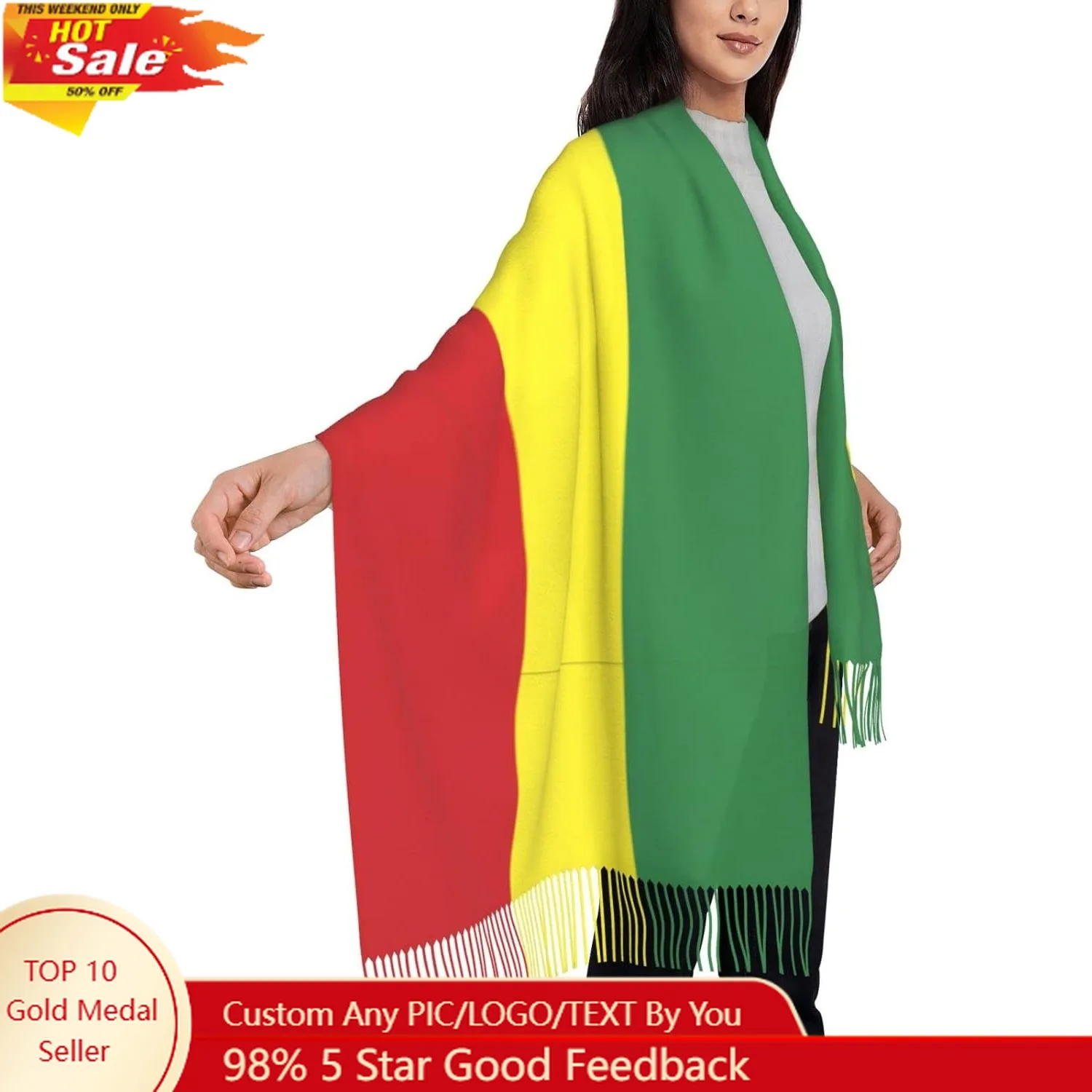 

Ethiopian Flag Poncho Winter Large Scarf Shawl Bandana Neck Wrap For Women