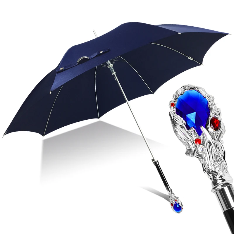 Windproof Pretty Sapphire Umbrella Long Corporation Uv Protection Reinforced Umbrella Resistant Paraguas Hombre Folding Umbrella