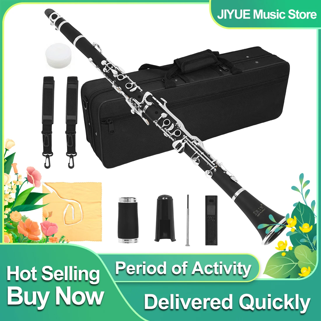 IRIN Clarinet Key of G 17 keys Bakelite Body German Clarinet Double Regulator Black Tube Woodwinds Musical Instruments Parts