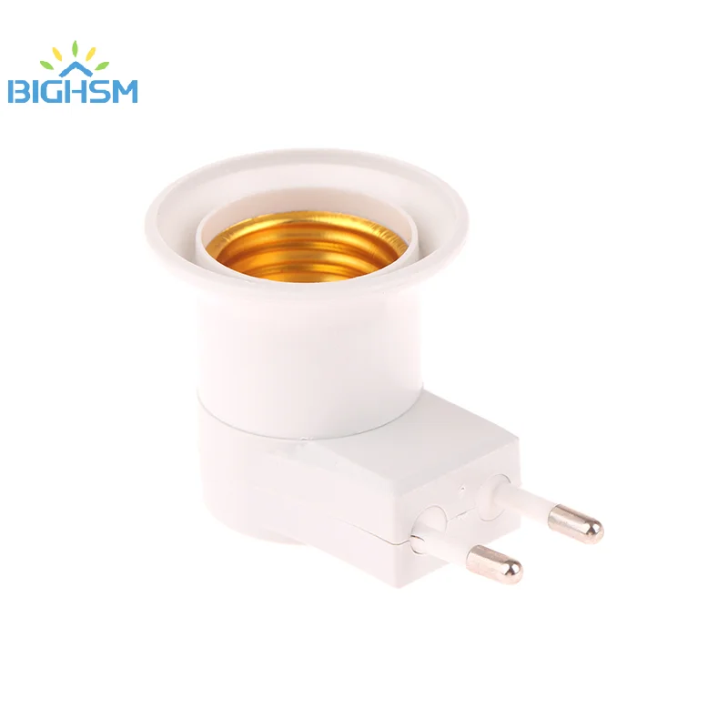 電球用白色LEDライトソケット,ランプホルダー,アダプター,コンバーター,オン,オフ,EUプラグ,照明アクセサリー,1個,e27