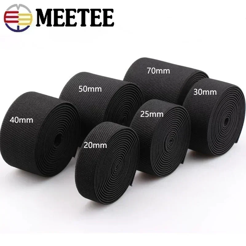 3/5Meters 10-50mm Elastic Bands for Trousers Waist Rubber Band Stretch Webbing Tapes Belt DIY Underwear Clothes Sewing Accessory