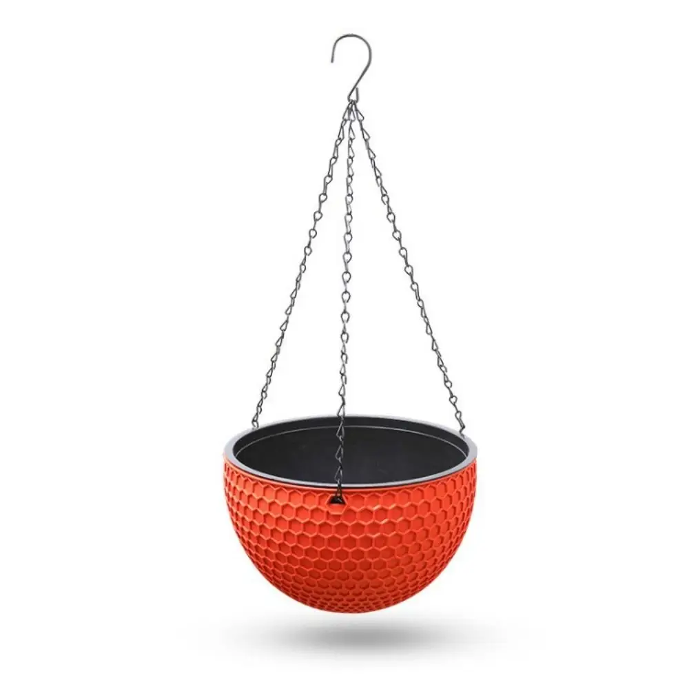 New Plastic Imitation Weaving Flower Pot Self Absorbent Hanging Hydroponic Flowerpot Honeycomb Pattern Outdoor Flower Basket