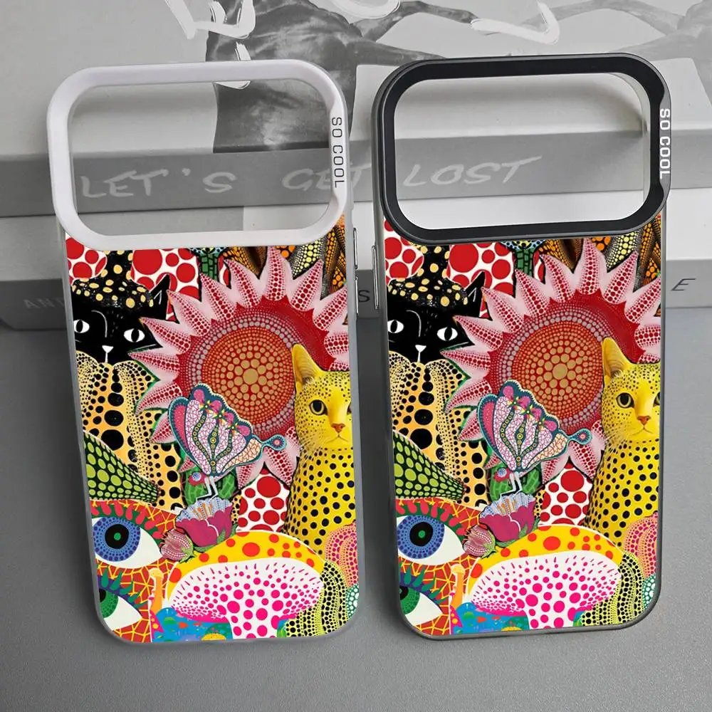 1pc Yayoi Kusama Art Phone Case For IPhone 17 17Air 16 15 14 13 12 11 Pro Max Plus Colorful Silver