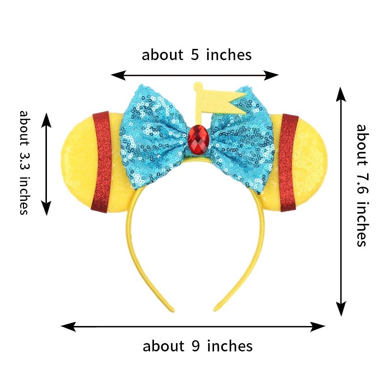 New Disney Mouse Ears Headband For Girls Adults 5\'\' Sequin Bow Hairband Kids Festival Party Travel DIY Cartoon Hair Accessories