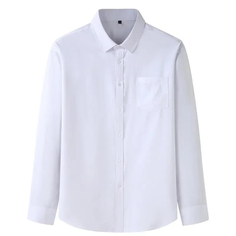 Shirt Men Long Sleeve Plus Size 7XL Business Formal Shirt Big Size Solid Color White Shirt 115-205KG