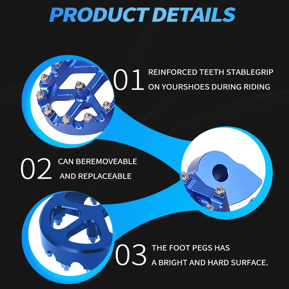 Motorcycle CNC Foot Pegs Rests Footpegs Footrests For Yamaha YZ65 YZ85 YZ125 YZ250 YZ 65 85 125 250 250F 125X 450F WR 250F 450F