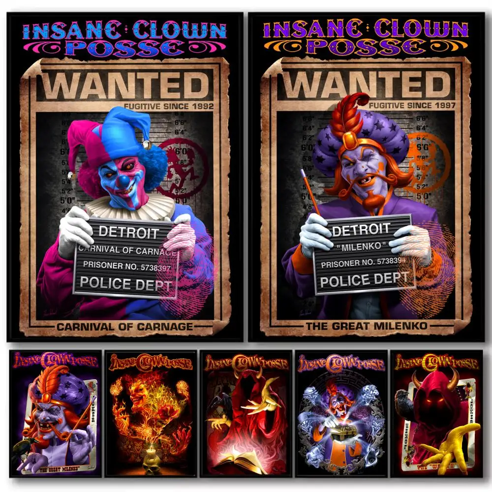 مجموعة الموسيقى I_Insane مهرج P_Posse HD قماش الكتان المشارك جدار الفن يطبع لغرفة المعيشة غرفة نوم مكتب هدية تزيين المنزل