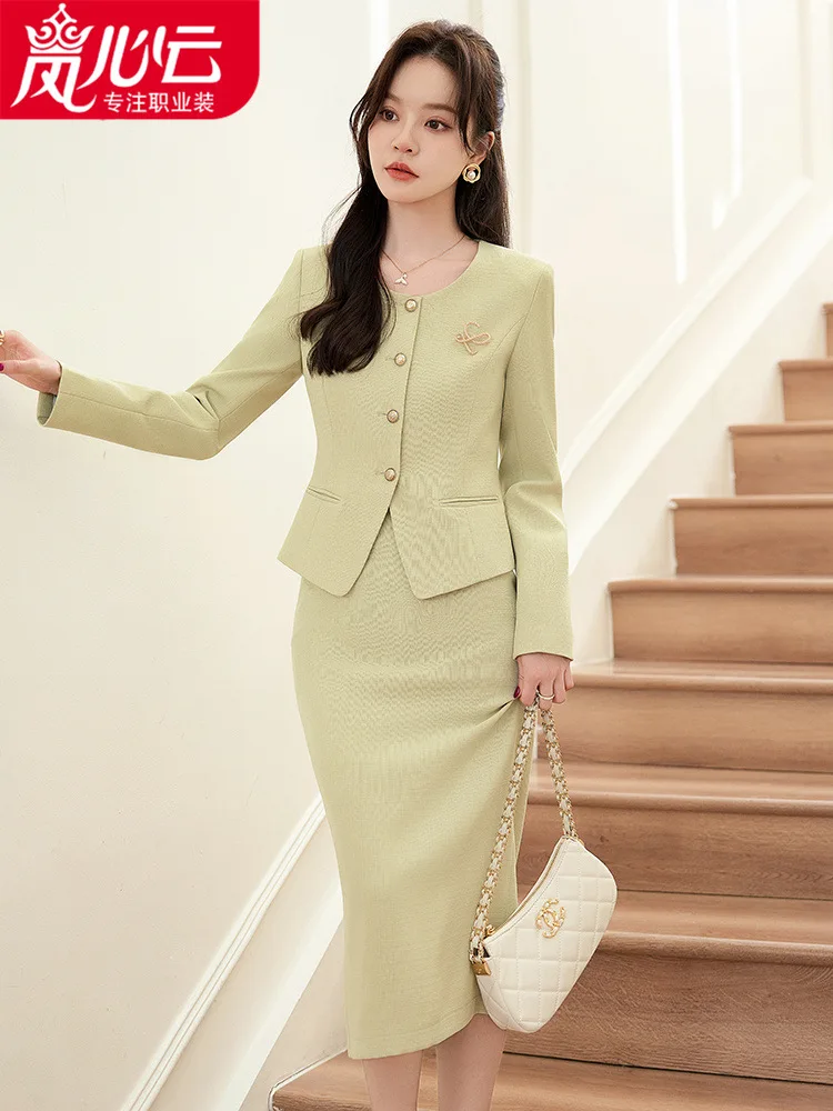 Suit Women's Spring Business Temperament High-End Beauty Salon Pavilion of Regimen Golden Shop Hotel Front Stage Work Wear Cloth