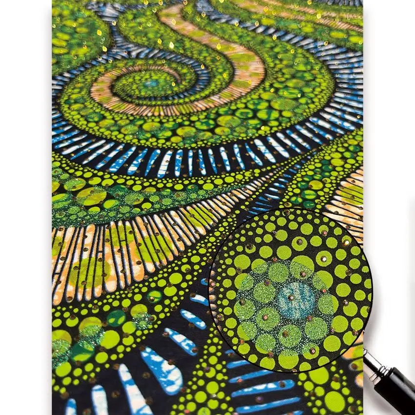 

6Yards Handmade Golden Diamond Print African Batik Classic Satin Ankara Wax Fabric High Quality for Women's Party Dresses