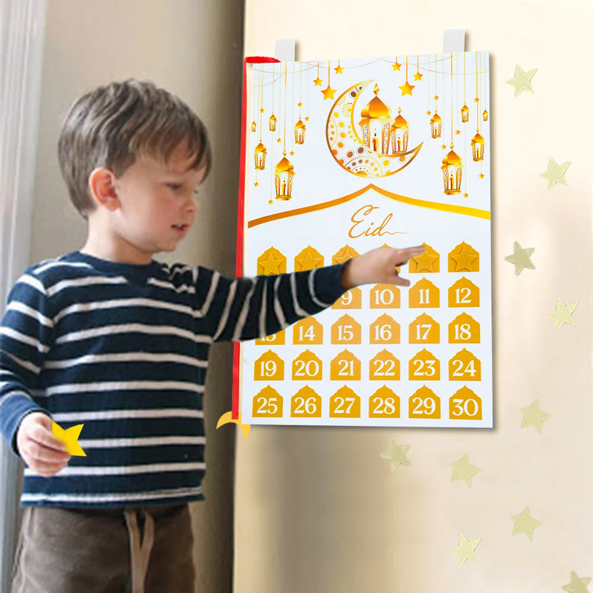 تقويم عيد مبارك للعد التنازلي مع جيب ، شعر ، رمضان ، ديكور