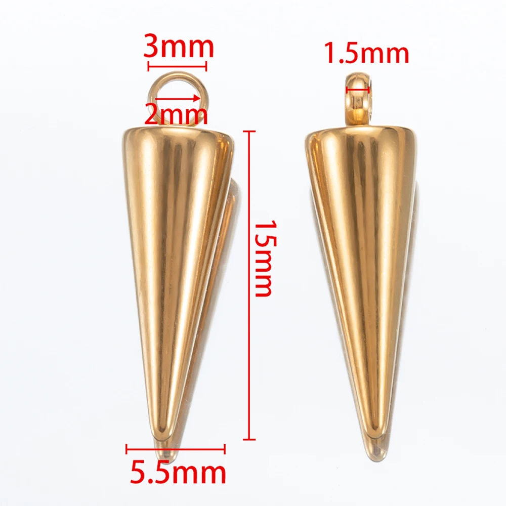 10PCS Stainless Steel Cone Charms Pendants Retro Spike Beads Charms Pendants for Women Man Hoop Earring Jewelry Making Supplies image 3