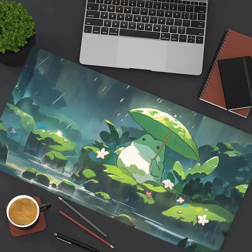 

Lonely Frog Green Mouse Pad Large Computer Office Game Table Mat XXL Rubber Anti-slip Stitched Edge Keyboard Mats Long Desk Pads