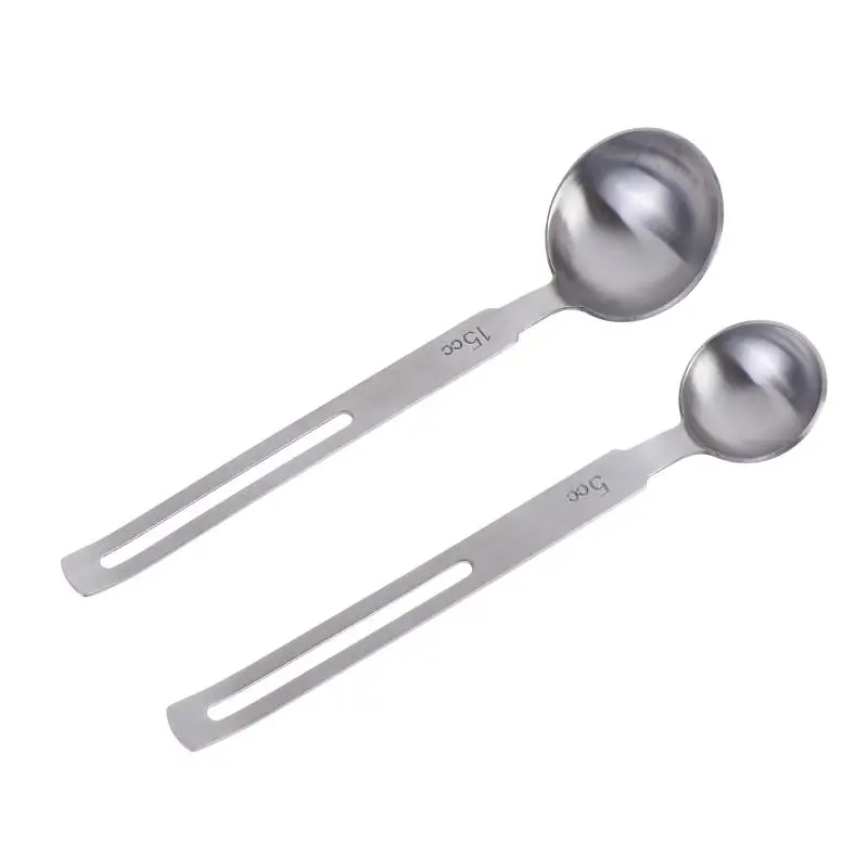 [MOA]304 Stainless Steel Coffee Scoops Rounded Head 5/15ML Measuring Spoons For Coffee Beans Salt Liquid Ingredients[MOA]