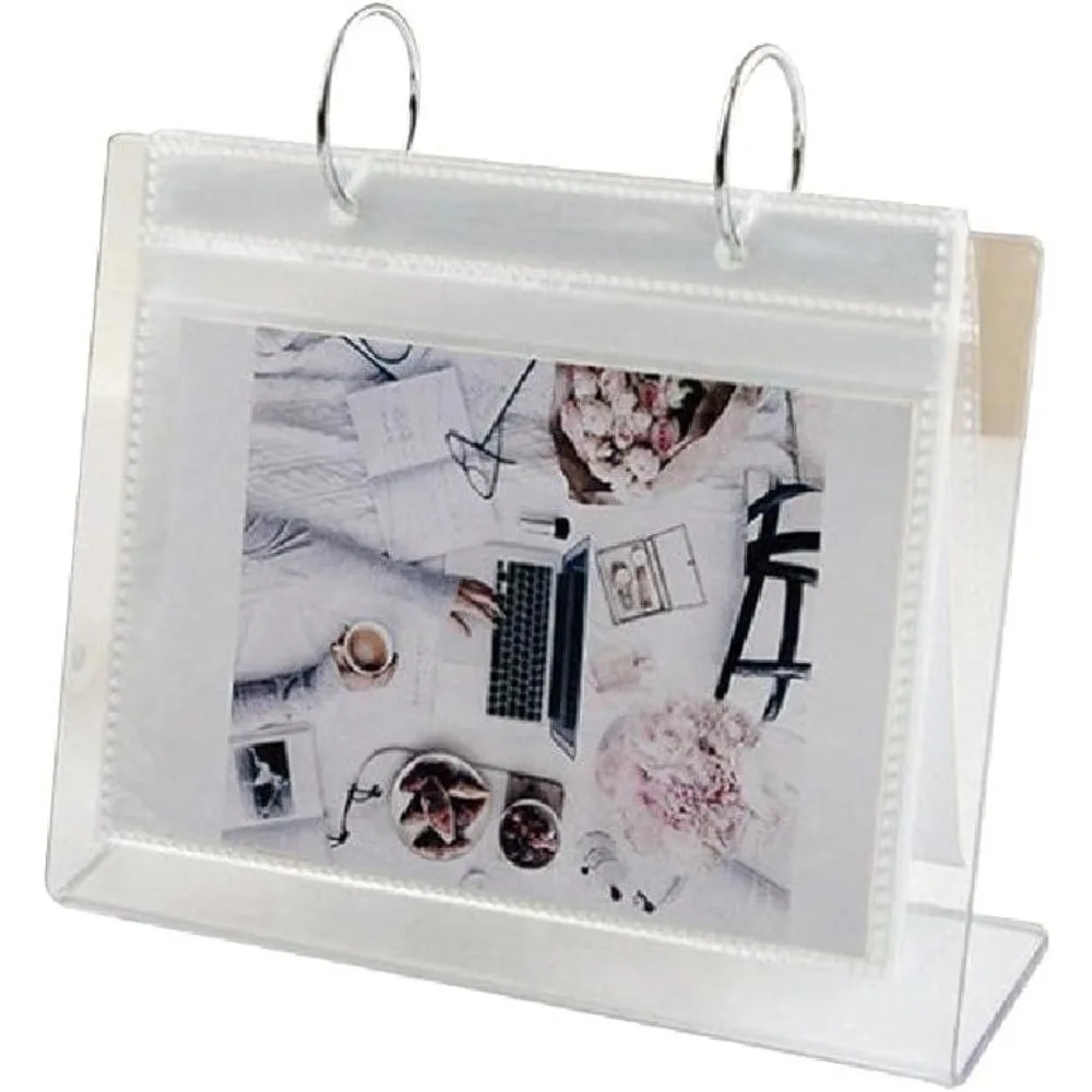 

Multifunctional Vertical Photo Album 34 Pockets Desktop Standing Photo Album Home/Office Desk Ornaments Flip Photo Frame 4x6 On