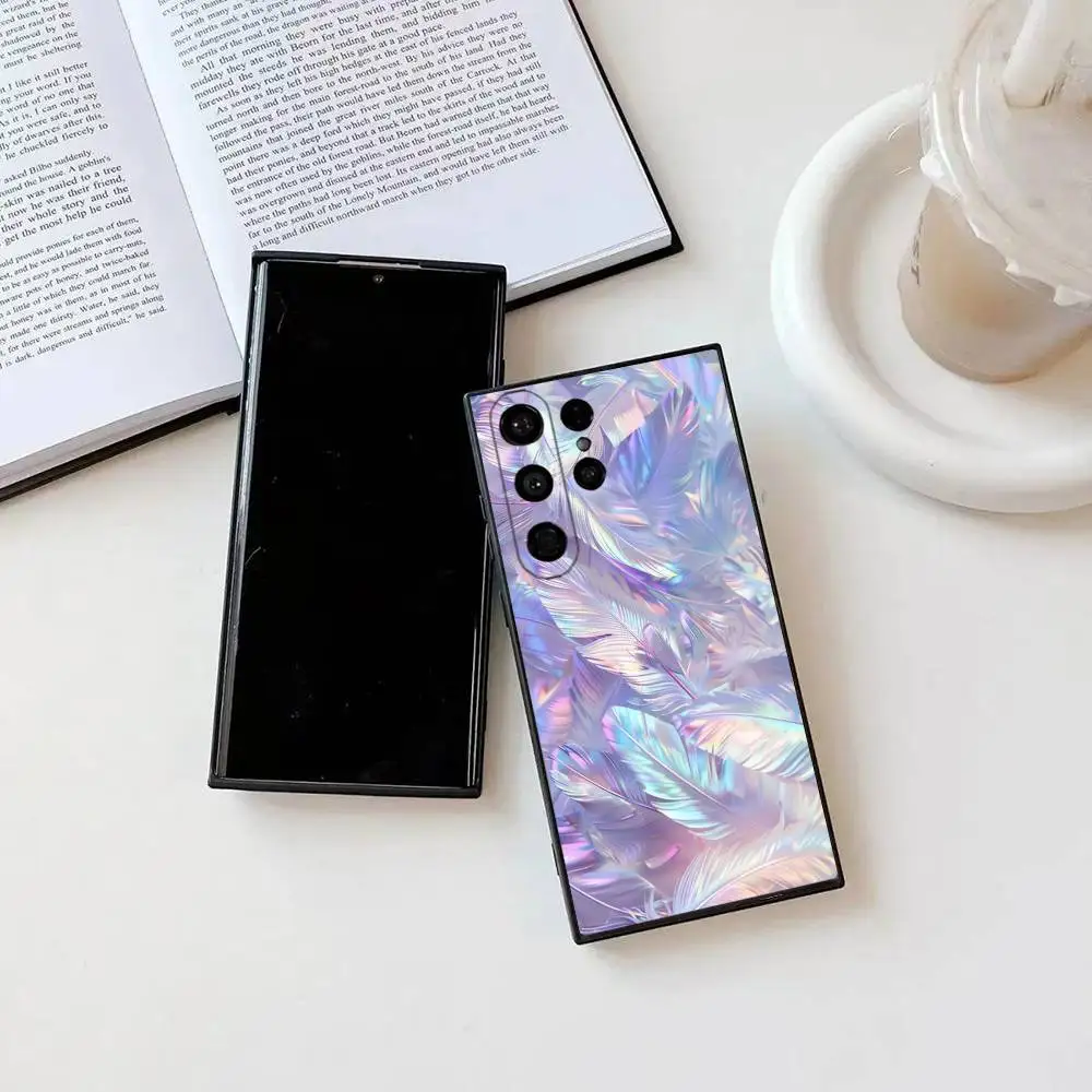 ريشة الغزل الملمس قضية الهاتف لسامسونج غالاكسي S25 الترا S22 S23 S24 الترا S21 S20 5G واقية لينة سيليكون بولي TPU Funda