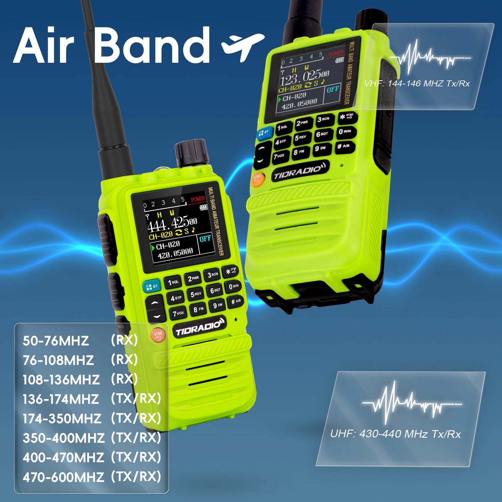 

TIDRADIO H3 2PCS Walkie Talkies Long Range Wireless Programming Air Band Two Way Ham Radio Walkie Talkie Long Range