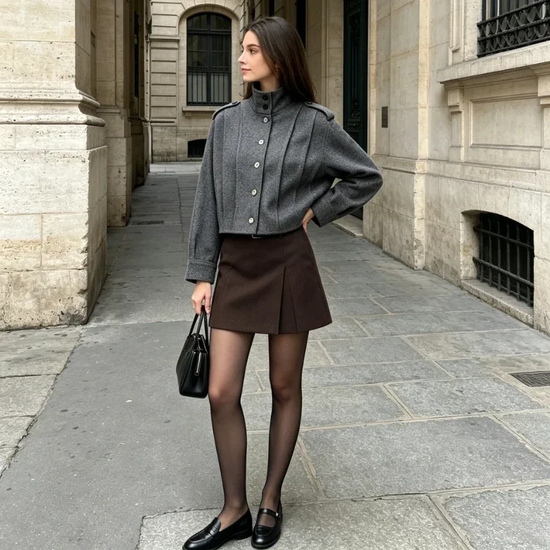 Women's Vintage Trench Coat Zip Up Stand Collar Epaulet Loose Fit Pockets Autumn Spring Casual Elegant Daily Outerwear Coats