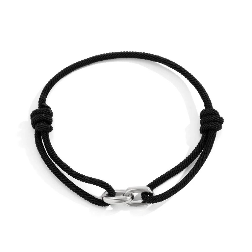 Hip-Hop Schwarzes Milanaise-Seil-Armband Retro Herren Kreuzverschluss-Armband Schmuck Mode Einfaches Damen-Armband Accessoires – Detail 3