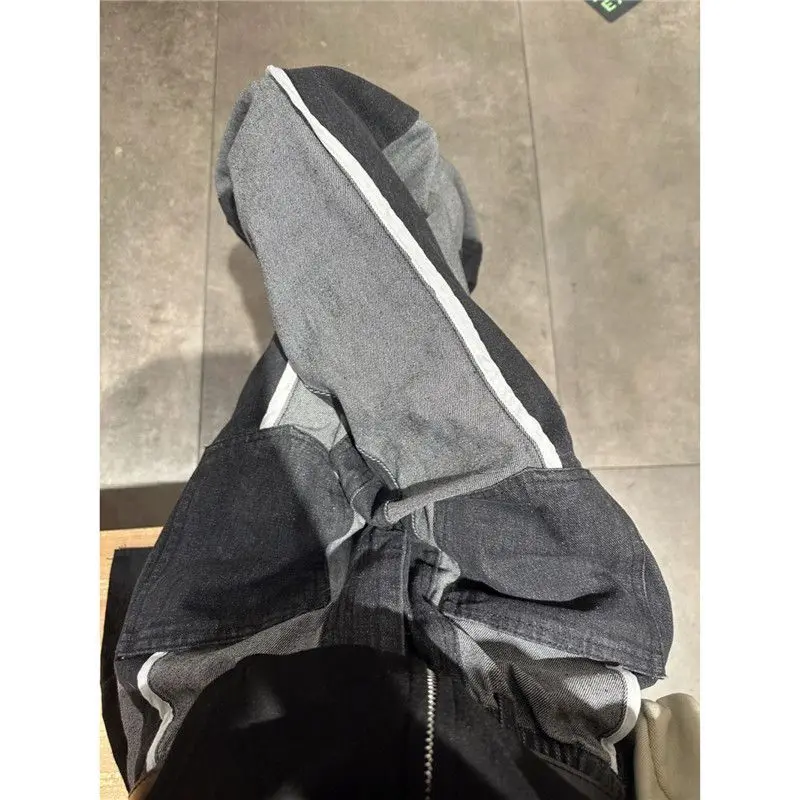 Vintage Oversize Women Spliced Jeans Streetwear Spring Autumn High Waist Straight Pants Y2k Loose Wide Trousers
