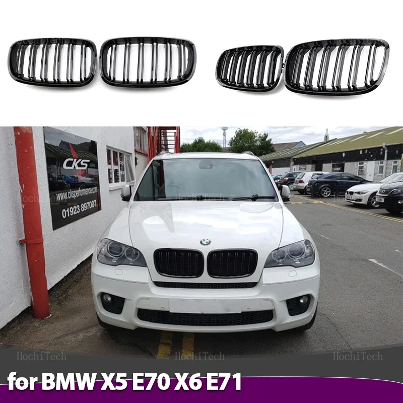 Car Front Kidney Grilles Racing grill for BMW X5 E70 2007-2013 X6 E71 E72 2008-2014 Dual line Double Slat Auto Styling