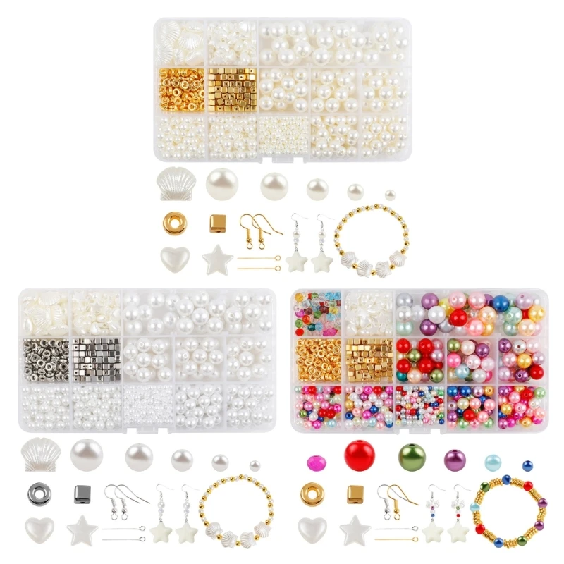 

Artificial Pearls Jewelry Making Supplies 1020Pcs Assorted Size Beads with Jewelry Findings for Adult Earrings Bracelets Y166