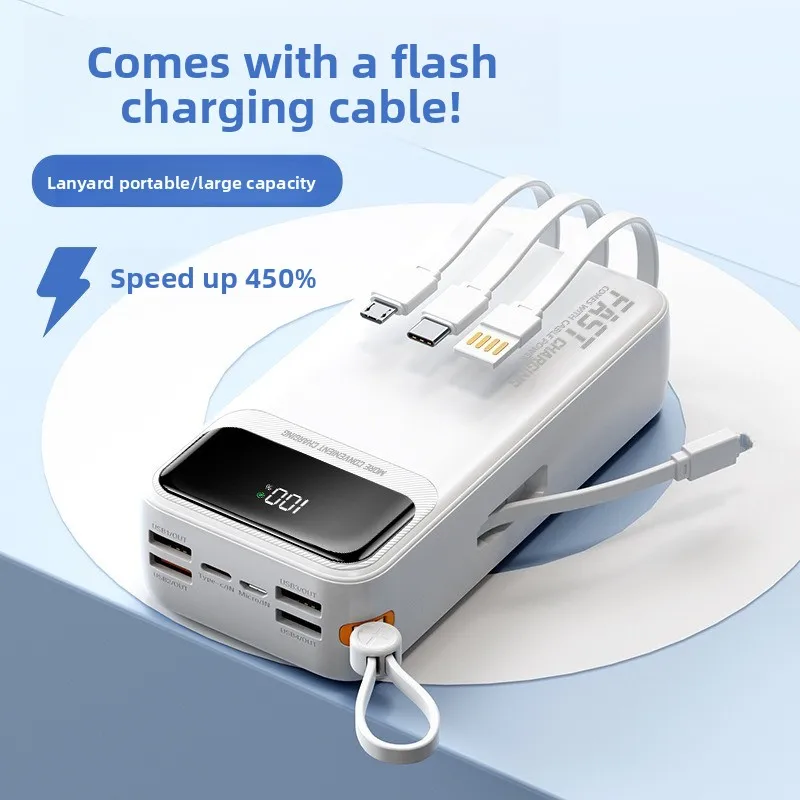 120w 60000mAh Power Bank for IPhone Xiaomi Mobile Phones Fast Charging Large Capacity Built-in Cable PD Flash Charge